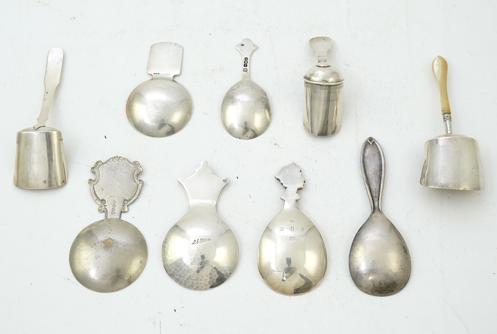 Seven assorted 19th and 20th century silver caddy spoons